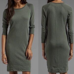 James Perse Heathered Raglan Sweatshirt Dress in Olive - Size 1